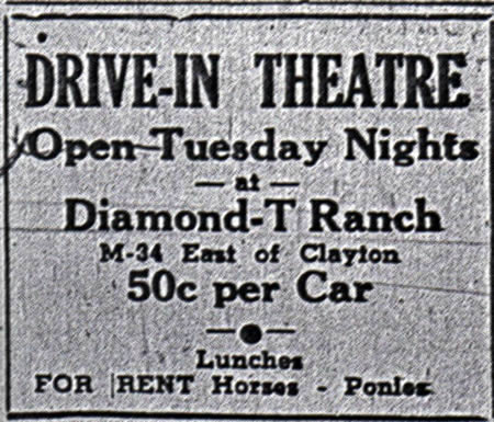Diamond-T Ranch Drive-In Theatre - OLD AD FROM ANDREW WILSON